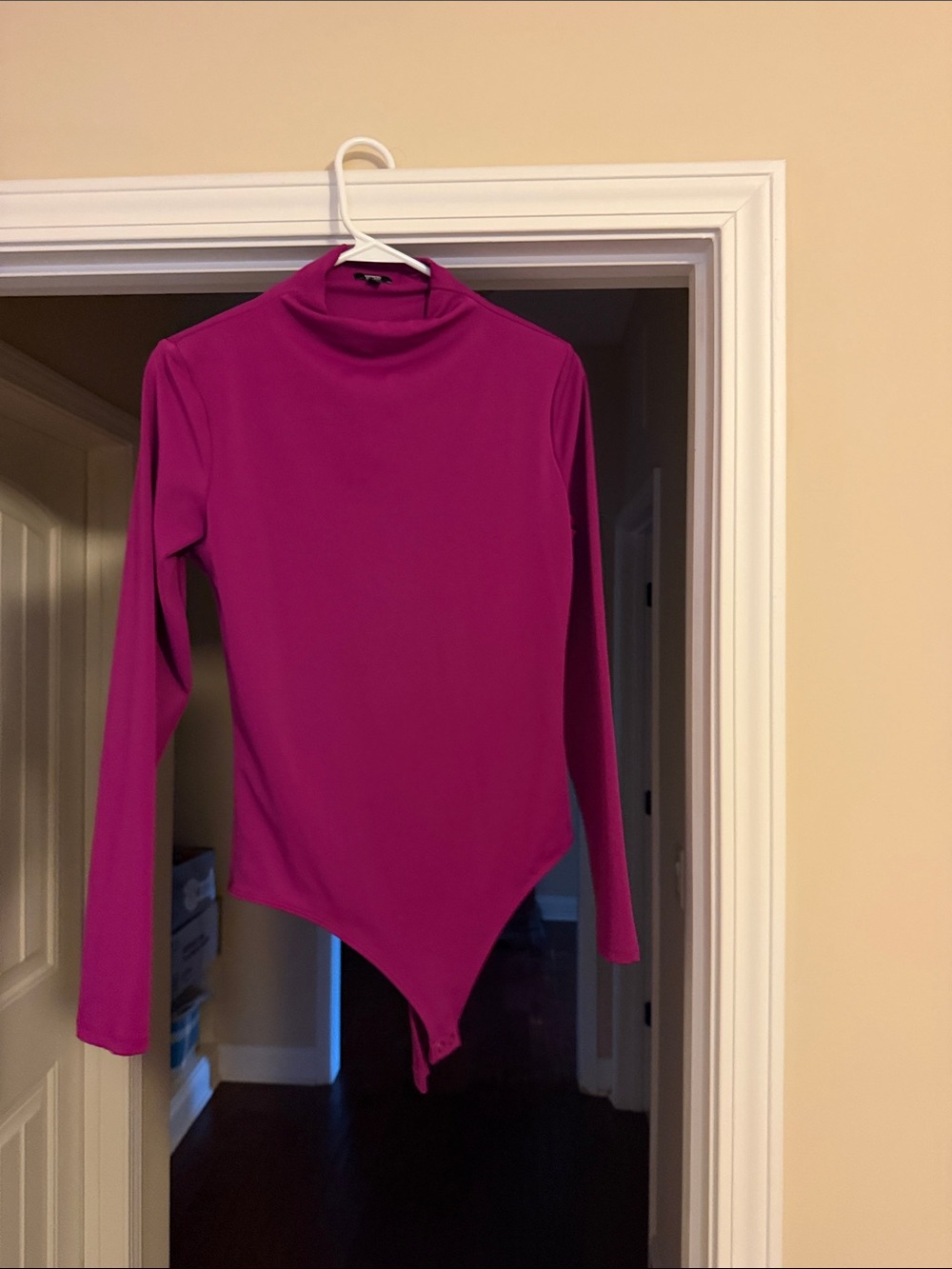 Express Long Sleeve Mock Neck Bodysuit - Fuchsia